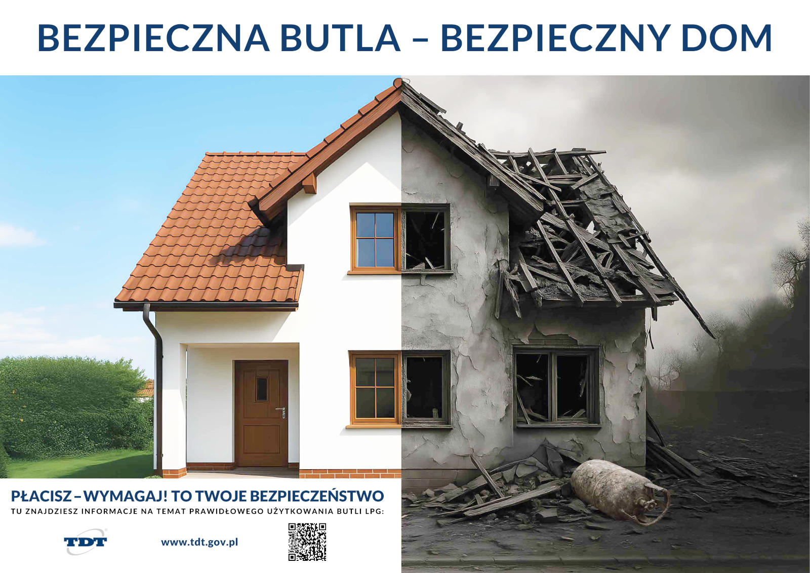 Plakat kampanii Bezpieczna Butla - Bezpieczny Dom