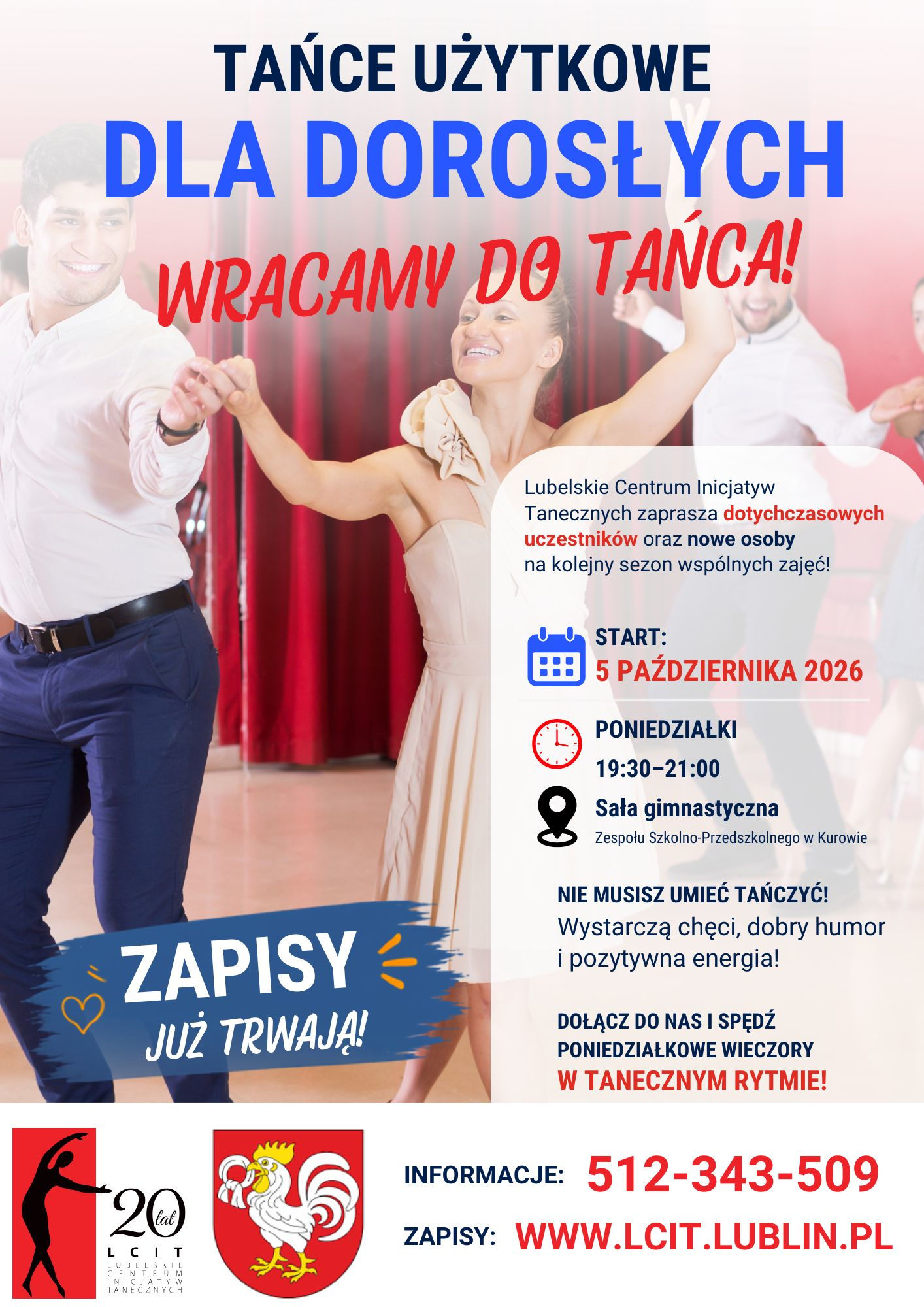 Zaproszenie na zajęcia Tańce użytkowe dla dorosłych Wracamy do tańca!
